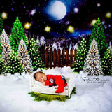 Laden Sie das Bild in den Galerie-Viewer, Fox Rolled Night Christmas Children Photos Vinyl Backdrop-Foxbackdrop