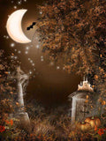 Laden Sie das Bild in den Galerie-Viewer, Fox Halloween Mond Schloss Urwald Vinyl Hintergrund