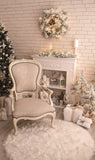 Laden Sie das Bild in den Galerie-Viewer, Fox White Christmas Chair Fabric/Vinyl Backdrop Designed by Magda