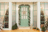 Laden Sie das Bild in den Galerie-Viewer, Fox Christmas Door Photography Vinyl Photo Backdrop - Foxbackdrop