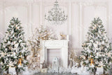 Laden Sie das Bild in den Galerie-Viewer, Fox White Christmas Trees Fabric/Vinyl Photography Backdrop