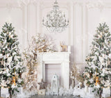 Laden Sie das Bild in den Galerie-Viewer, Fox White Christmas Trees Fabric/Vinyl Photography Backdrop