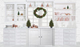 Laden Sie das Bild in den Galerie-Viewer, Fox White Christmas Kitchen Fabric/Vinyl Backdrop Designed by JT photography