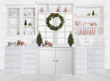 Laden Sie das Bild in den Galerie-Viewer, Fox White Christmas Kitchen Fabric/Vinyl Backdrop Designed by JT photography