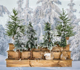 Laden Sie das Bild in den Galerie-Viewer, Fox Winter Christmas Tree Fabric/Vinyl Photography Backdrop