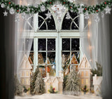 Laden Sie das Bild in den Galerie-Viewer, Fox Winter Mini Christmas Lights Window Fabric/Vinyl Backdrop