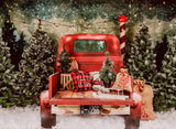 Laden Sie das Bild in den Galerie-Viewer, Fox Winter Christmas Car Trees Fabric/Vinyl Backdrop