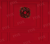 Laden Sie das Bild in den Galerie-Viewer, Fox Christmas Vintage Red Wall Wreath Backdrop Fabric/Vinyl Designed by JT photography