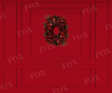 Laden Sie das Bild in den Galerie-Viewer, Fox Christmas Vintage Red Wall Wreath Backdrop Fabric/Vinyl Designed by JT photography