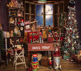 Laden Sie das Bild in den Galerie-Viewer, Fox Christmas Santa Toy Shop Fabric/Vinyl Backdrop