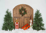 Laden Sie das Bild in den Galerie-Viewer, Fox Christmas Tree Santa Snow Winter Fabric/Vinyl Backdrop