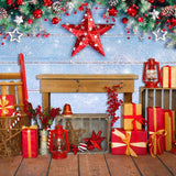 Laden Sie das Bild in den Galerie-Viewer, Fox Christmas Red Gift Wall Winter Fabric/Vinyl Backdrop