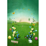 Laden Sie das Bild in den Galerie-Viewer, Fox Rolled Happy Easter Green Grassland Vinyl Backdrop-Foxbackdrop