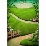 Laden Sie das Bild in den Galerie-Viewer, Fox Rolled Green Grass Road Easter Vinyl Backdrops-Foxbackdrop