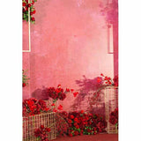 Laden Sie das Bild in den Galerie-Viewer, Fox Rolled Red Flowers Pink Love Valentine&#39;s Vinyl Backdrop-Foxbackdrop