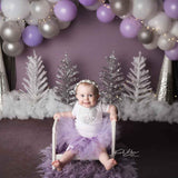 Laden Sie das Bild in den Galerie-Viewer, Fox Rolled Cake Smash Birthday Vinyl Purple Backdrop Design by Kali-Foxbackdrop