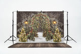 Laden Sie das Bild in den Galerie-Viewer, Fabric/Vinyl Christmas snow backdrop+Fabric/Vinyl dark wood floor drop combo set