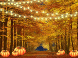 Laden Sie das Bild in den Galerie-Viewer, Fox Autumn Pumkin Yellow Leaves Vinyl Backdrop-Foxbackdrop