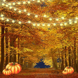 Laden Sie das Bild in den Galerie-Viewer, Fox Autumn Pumkin Yellow Leaves Vinyl Backdrop-Foxbackdrop