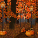 Laden Sie das Bild in den Galerie-Viewer, Fox Autumn Photos Yellow Leaves Pumkin Vinyl Backdrop-Foxbackdrop