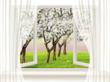 Laden Sie das Bild in den Galerie-Viewer, Fox Rolled Window Flowers Trees Vinyl Spring Backdrop-Foxbackdrop