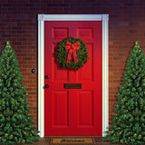 Laden Sie das Bild in den Galerie-Viewer, Fox Rolled Front Door Christmas Trees Vinyl Backdrop-Foxbackdrop