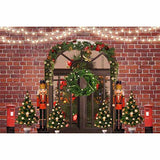 Laden Sie das Bild in den Galerie-Viewer, Fox Rolled Christmas Doors Lights Vinyl Backdrops-Foxbackdrop