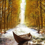 Laden Sie das Bild in den Galerie-Viewer, Fox Rolled Autumn Stream Yellow Trees Vinyl Backdrop-Foxbackdrop