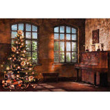 Laden Sie das Bild in den Galerie-Viewer, Fox Rolled Retro Christmas Trees Vinyl Photo Backdrop-Foxbackdrop