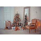 Laden Sie das Bild in den Galerie-Viewer, Fox Rolled Christmas Golden Trees Vinyl Photo Backdrop - Foxbackdrop