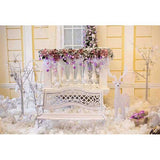 Laden Sie das Bild in den Galerie-Viewer, Fox Rolled Christmas Chair Snow Vinyl Photography Backdrop-Foxbackdrop