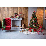 Laden Sie das Bild in den Galerie-Viewer, Fox Rolled Christmas Trees Fireplace Vinyl Photo Backdrop - Foxbackdrop