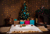 Laden Sie das Bild in den Galerie-Viewer, Fox Rolled Christmas Table Trees Lights Vinyl Backdrop-Foxbackdrop