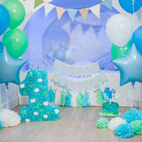 Laden Sie das Bild in den Galerie-Viewer, Fox Rolled Blue Balloons Cake Smash Vinyl Photography Backdrop-Foxbackdrop