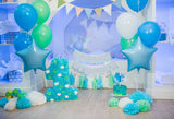 Laden Sie das Bild in den Galerie-Viewer, Fox Rolled Blue Balloons Cake Smash Vinyl Photography Backdrop-Foxbackdrop