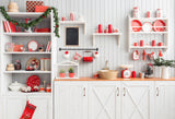 Laden Sie das Bild in den Galerie-Viewer, Fox Christmas Kitchen Vinyl Cloth Backdrop-Foxbackdrop