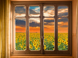 Laden Sie das Bild in den Galerie-Viewer, Fox Window View of Sunflowers Scenery Vinyl Backdrop-Foxbackdrop