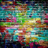 Laden Sie das Bild in den Galerie-Viewer, Fox Rolled Colorful Brick Wall Vinyl Portrait Backdrop-Foxbackdrop