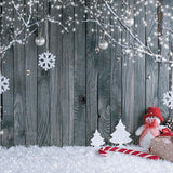 Laden Sie das Bild in den Galerie-Viewer, Fox Snowman Winter Wood Wall Christmas Vinyl Backdrop-Foxbackdrop