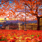 Laden Sie das Bild in den Galerie-Viewer, Fox Roll Red Maple Leaves Autumn Thick Vinyl Backdrops-Foxbackdrop