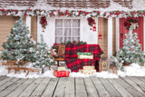 Laden Sie das Bild in den Galerie-Viewer, Fox Rolled Christmas Outdoor Thick Vinyl Backdrop - Foxbackdrop