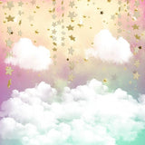 Laden Sie das Bild in den Galerie-Viewer, Fox Rainbow Color Stars Clouds Vinyl Backdrop-Foxbackdrop