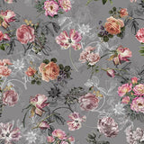 Laden Sie das Bild in den Galerie-Viewer, Fox Grey Background Light Pink Flowers Vinyl Backdrop-Foxbackdrop