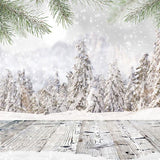 Laden Sie das Bild in den Galerie-Viewer, Fox Winter Snow Christmas Trees Vinyl Photos Backdrop-Foxbackdrop