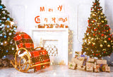 Laden Sie das Bild in den Galerie-Viewer, Fox Christmas Trees Fireplace Vinyl Photos Backdrop - Foxbackdrop