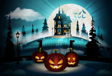 Laden Sie das Bild in den Galerie-Viewer, Fox Halloween Night Jack-O-lantern Vinyl Photos Backdrop-Foxbackdrop