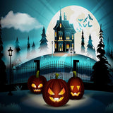 Laden Sie das Bild in den Galerie-Viewer, Fox Halloween Night Jack-O-lantern Vinyl Photos Backdrop-Foxbackdrop