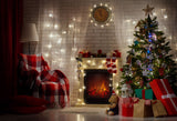 Laden Sie das Bild in den Galerie-Viewer, Fox Christmas Tree Fireplace Vinyl Photo Backdrops-Foxbackdrop