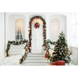 Laden Sie das Bild in den Galerie-Viewer, Fox Christmas White House Snow Vinyl Photo Backdrop - Foxbackdrop