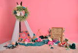 Laden Sie das Bild in den Galerie-Viewer, Fox White Tent Pink Children Birthday Vinyl Backdrop Design By Neiva-Foxbackdrop